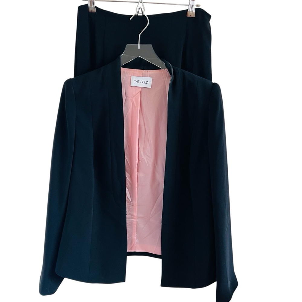 The Fold Black Blazer and Skirt Set